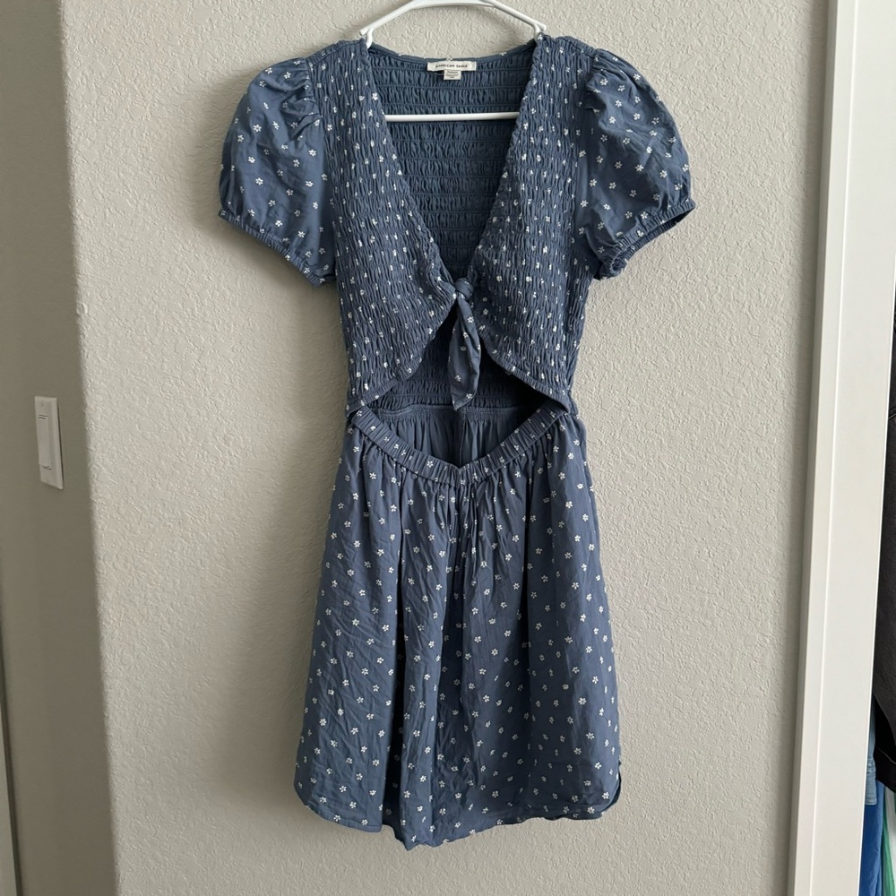 American Eagle Outfitters Blue Smocked Dress